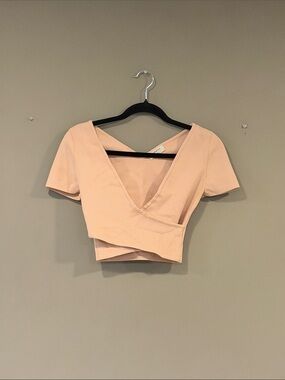 Babaton Blush Pink Wrap Crop Top